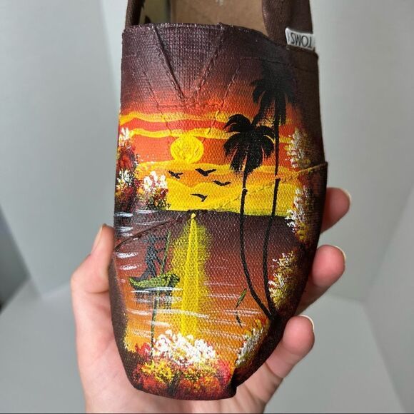 Toms Custom tropical Handpainted Black canvas size 10 main image 10
